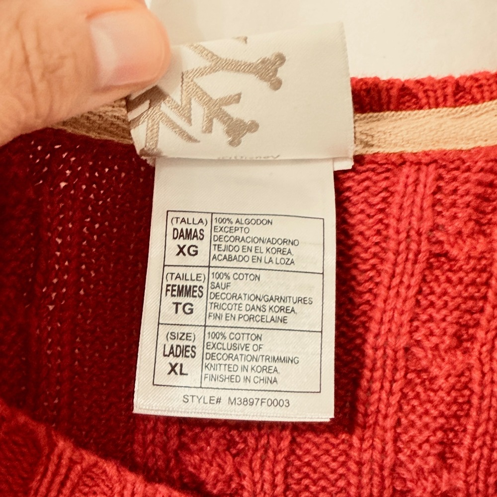 Disney Store Minnie Mouse Red Cable Knit Sweater Winter Snowflake Women XL - Picture 9 of 10